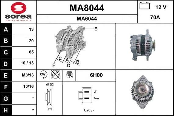 SNRA MA8044 - Ģenerators autodraugiem.lv