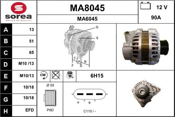 SNRA MA8045 - Ģenerators autodraugiem.lv