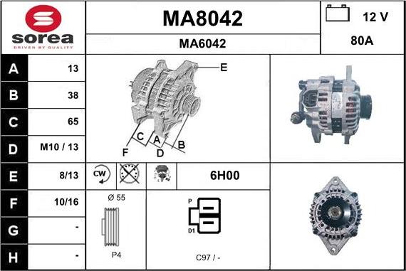 SNRA MA8042 - Ģenerators autodraugiem.lv
