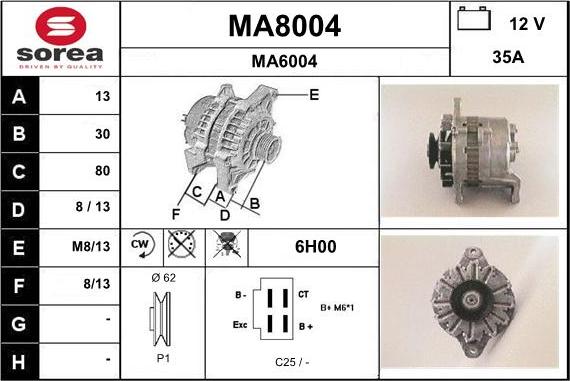 SNRA MA8004 - Ģenerators autodraugiem.lv