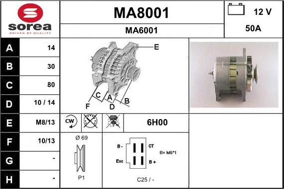 SNRA MA8001 - Ģenerators autodraugiem.lv