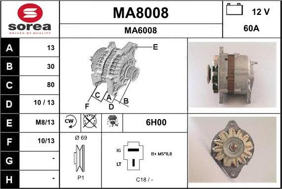 SNRA MA8008 - Ģenerators autodraugiem.lv