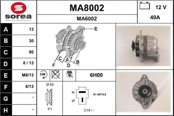 SNRA MA8002 - Ģenerators autodraugiem.lv