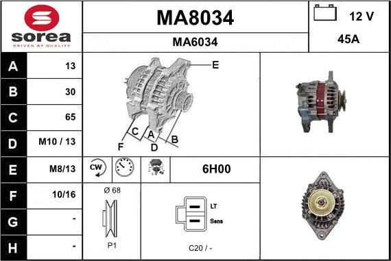 SNRA MA8034 - Ģenerators autodraugiem.lv