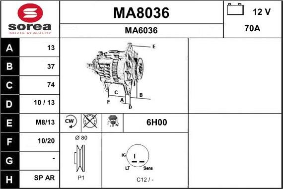 SNRA MA8036 - Ģenerators autodraugiem.lv