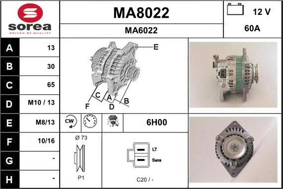 SNRA MA8022 - Ģenerators autodraugiem.lv