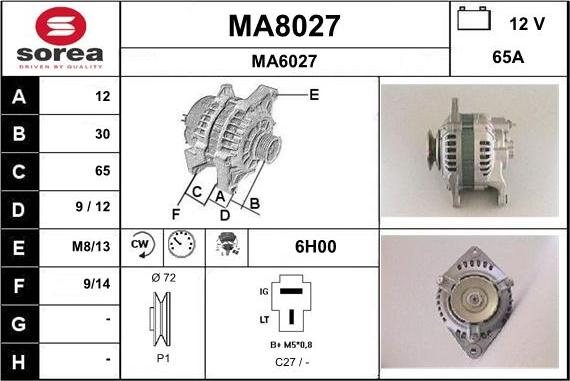 SNRA MA8027 - Ģenerators autodraugiem.lv