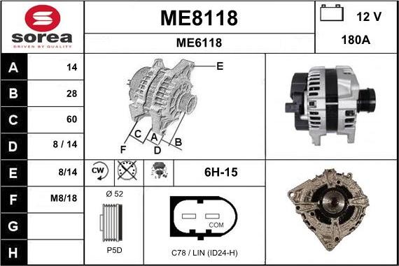 SNRA ME8118 - Ģenerators autodraugiem.lv