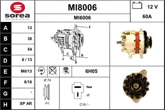 SNRA MI8006 - Ģenerators autodraugiem.lv