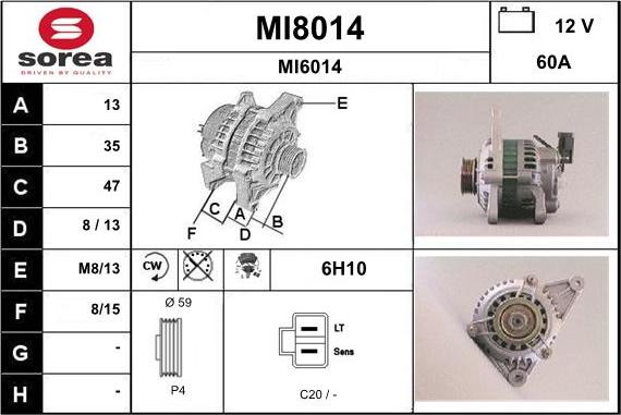 SNRA MI8014 - Ģenerators autodraugiem.lv