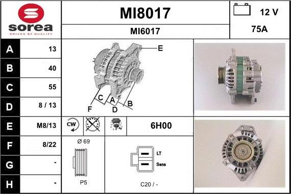 SNRA MI8017 - Ģenerators autodraugiem.lv
