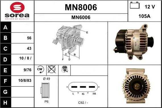 SNRA MN8006 - Ģenerators autodraugiem.lv