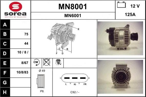 SNRA MN8001 - Ģenerators autodraugiem.lv