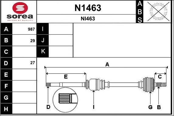 SNRA N1463 - Piedziņas vārpsta autodraugiem.lv