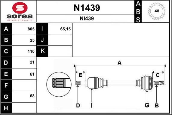 SNRA N1439 - Piedziņas vārpsta autodraugiem.lv