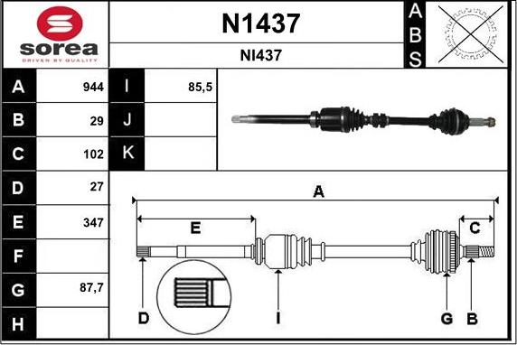 SNRA N1437 - Piedziņas vārpsta autodraugiem.lv