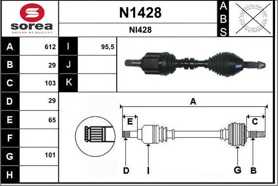 SNRA N1428 - Piedziņas vārpsta autodraugiem.lv