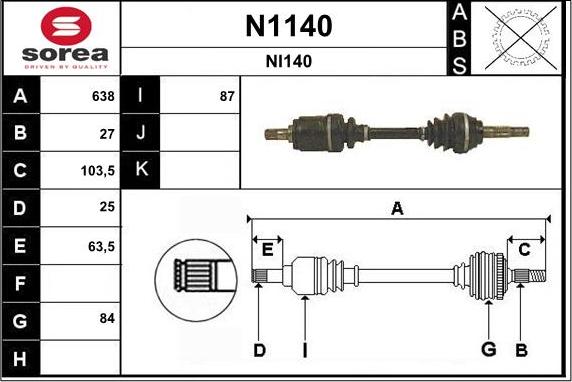 SNRA N1140 - Piedziņas vārpsta autodraugiem.lv