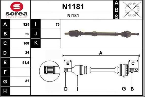 SNRA N1181 - Piedziņas vārpsta autodraugiem.lv