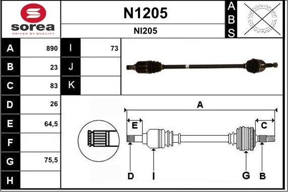 SNRA N1205 - Piedziņas vārpsta autodraugiem.lv