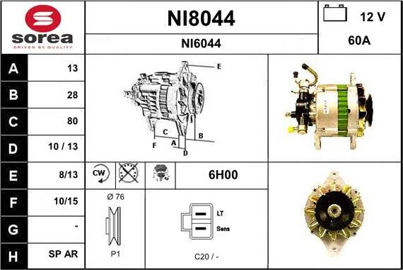 SNRA NI8044 - Ģenerators autodraugiem.lv