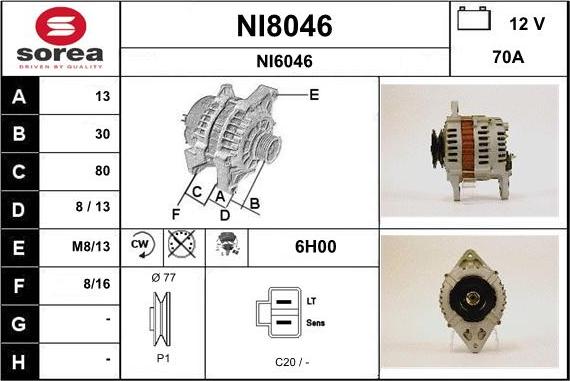 SNRA NI8046 - Ģenerators autodraugiem.lv