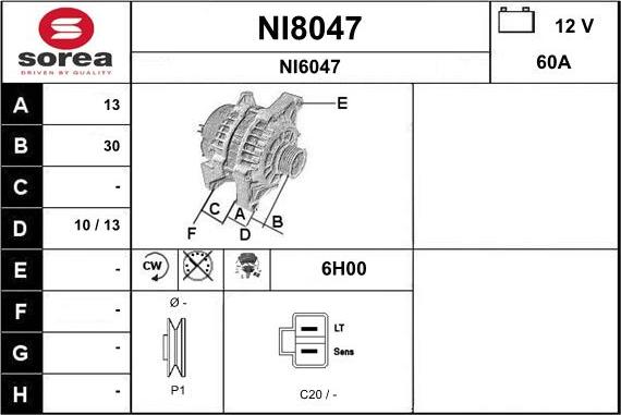 SNRA NI8047 - Ģenerators autodraugiem.lv