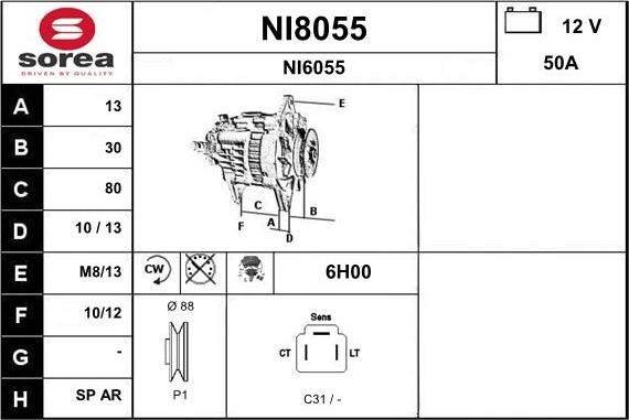 SNRA NI8055 - Ģenerators autodraugiem.lv
