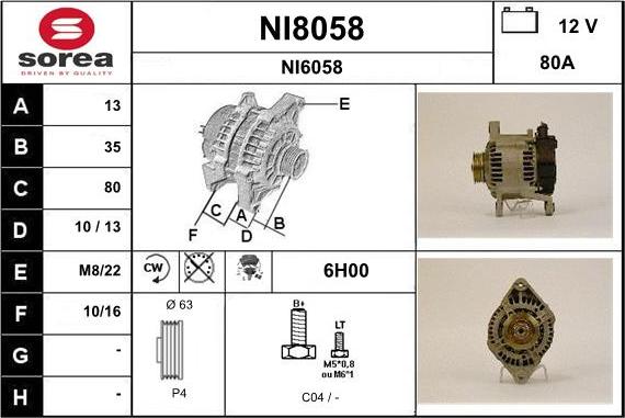 SNRA NI8058 - Ģenerators autodraugiem.lv
