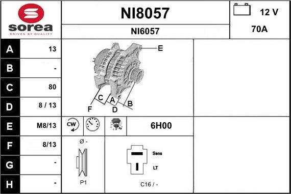 SNRA NI8057 - Ģenerators autodraugiem.lv