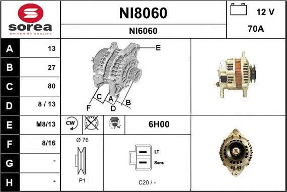 SNRA NI8060 - Ģenerators autodraugiem.lv