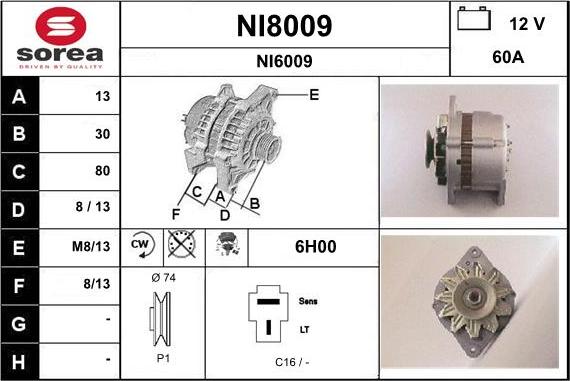 SNRA NI8009 - Ģenerators autodraugiem.lv