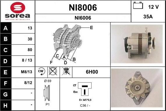 SNRA NI8006 - Ģenerators autodraugiem.lv