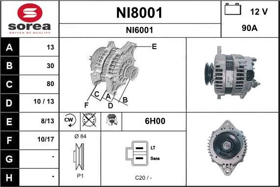SNRA NI8001 - Ģenerators autodraugiem.lv