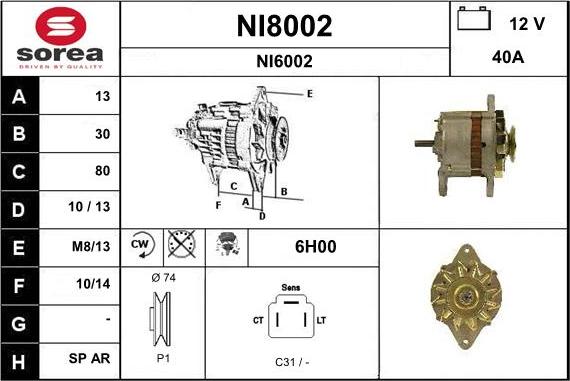 SNRA NI8002 - Ģenerators autodraugiem.lv