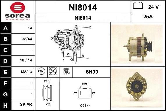SNRA NI8014 - Ģenerators autodraugiem.lv