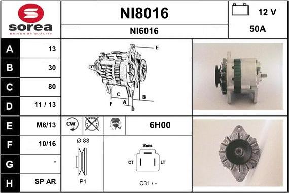 SNRA NI8016 - Ģenerators autodraugiem.lv