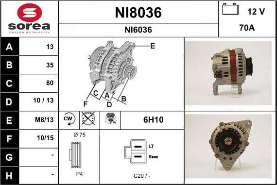SNRA NI8036 - Ģenerators autodraugiem.lv