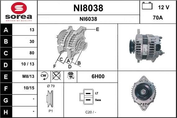 SNRA NI8038 - Ģenerators autodraugiem.lv