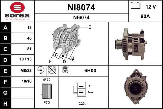 SNRA NI8074 - Ģenerators autodraugiem.lv