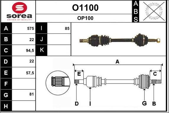 SNRA O1100 - Piedziņas vārpsta autodraugiem.lv