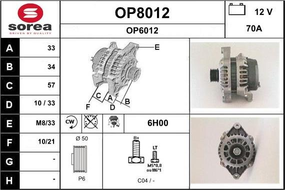 SNRA OP8012 - Ģenerators autodraugiem.lv
