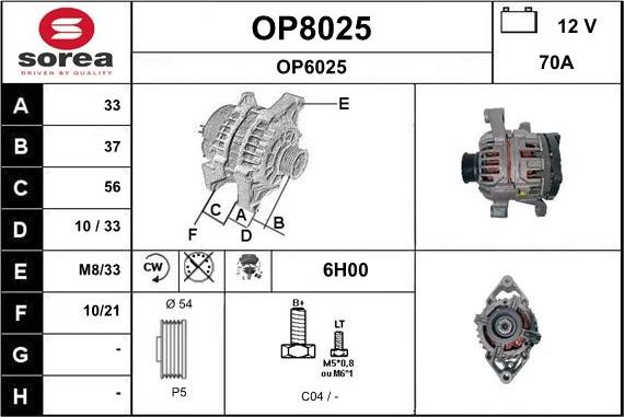 SNRA OP8025 - Ģenerators autodraugiem.lv