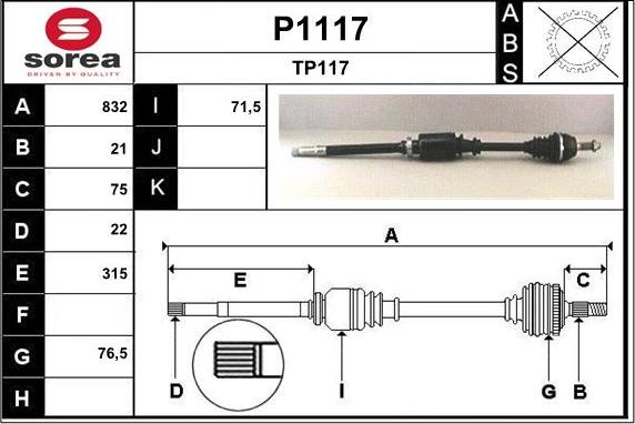 SNRA P1117 - Piedziņas vārpsta autodraugiem.lv