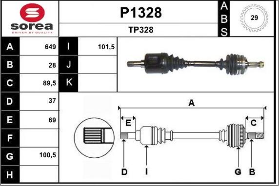 SNRA P1328 - Piedziņas vārpsta autodraugiem.lv