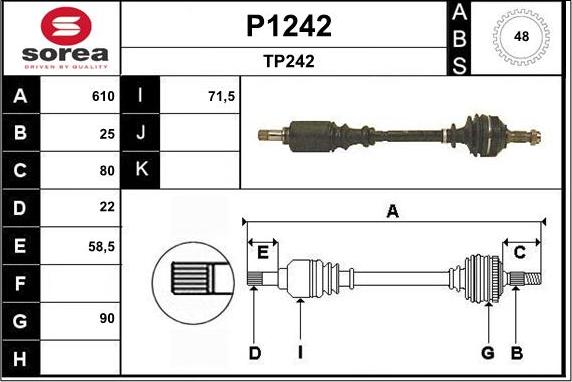 SNRA P1242 - Piedziņas vārpsta autodraugiem.lv