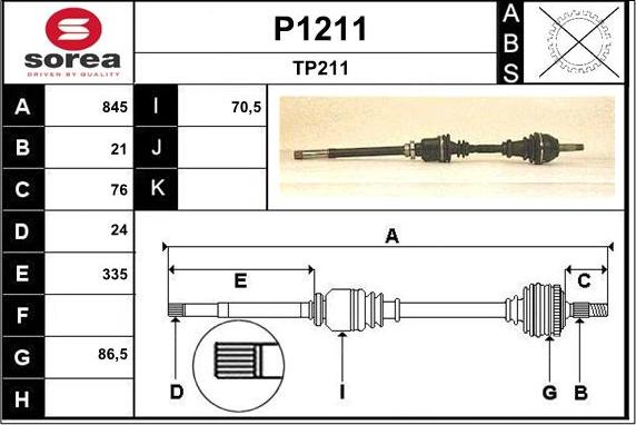 SNRA P1211 - Piedziņas vārpsta autodraugiem.lv