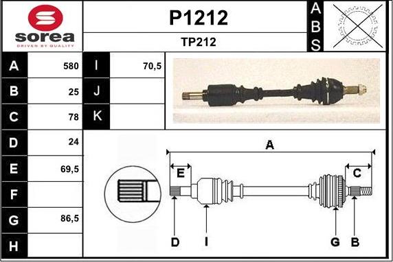 SNRA P1212 - Piedziņas vārpsta autodraugiem.lv