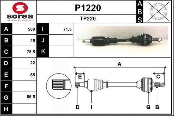 SNRA P1220 - Piedziņas vārpsta autodraugiem.lv