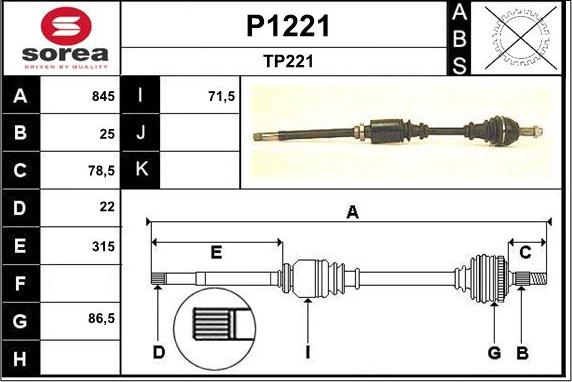 SNRA P1221 - Piedziņas vārpsta autodraugiem.lv